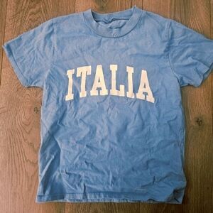 Brandy Melville Blue 'ITALIA' T-Shirt